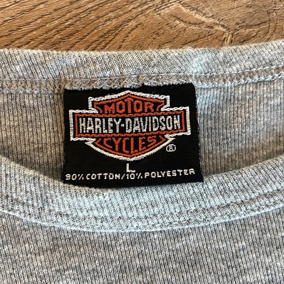 Vintage 90s Harley Davidson Roswell NM Long Sleeve Tee Womens Large Gray Fitted - Picture 7 of 10